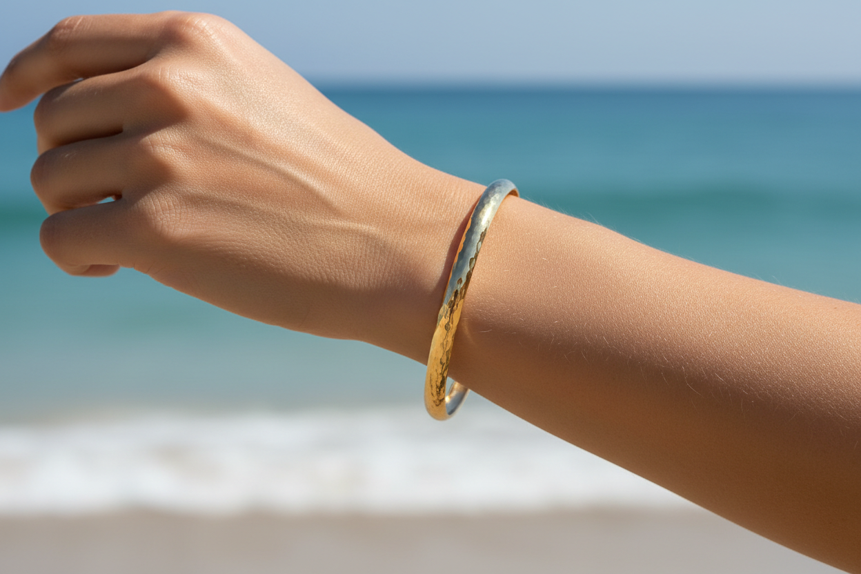 The image should be a close up of her wrist and bangle with less background info