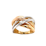 14k Tri-Color Criss Cross Ring