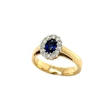 14k Ceylon Sapphire Ring with Diamonds