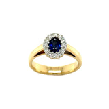 14k Ceylon Sapphire Ring with Diamonds