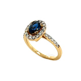 14k Ceylon Sapphire Ring with diamonds