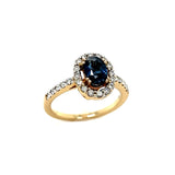 14k Ceylon Sapphire Ring with diamonds